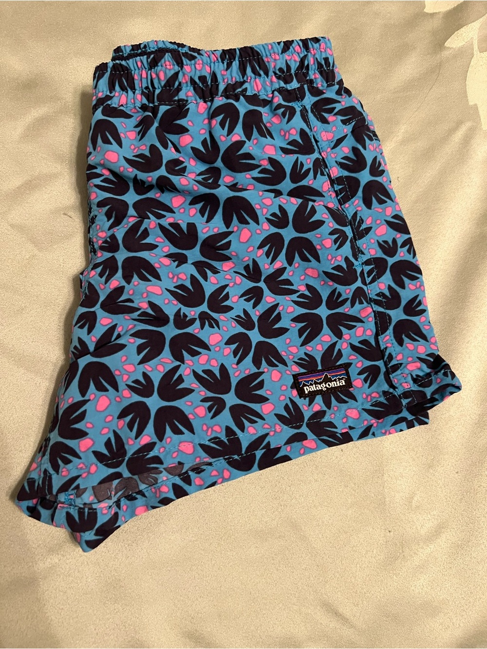 Patagonia girls xl swim board shorts Blue Floral Print Elastic Waist Shorts